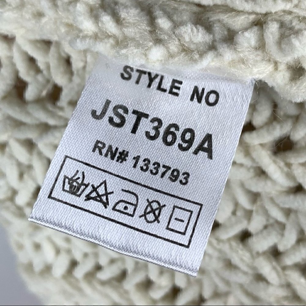 POL Womens sweater size L cream pink open knit chunky v-beck - Picture 10 of 12